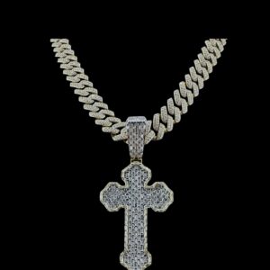 14k Gold Diamond Cross Pendant Large